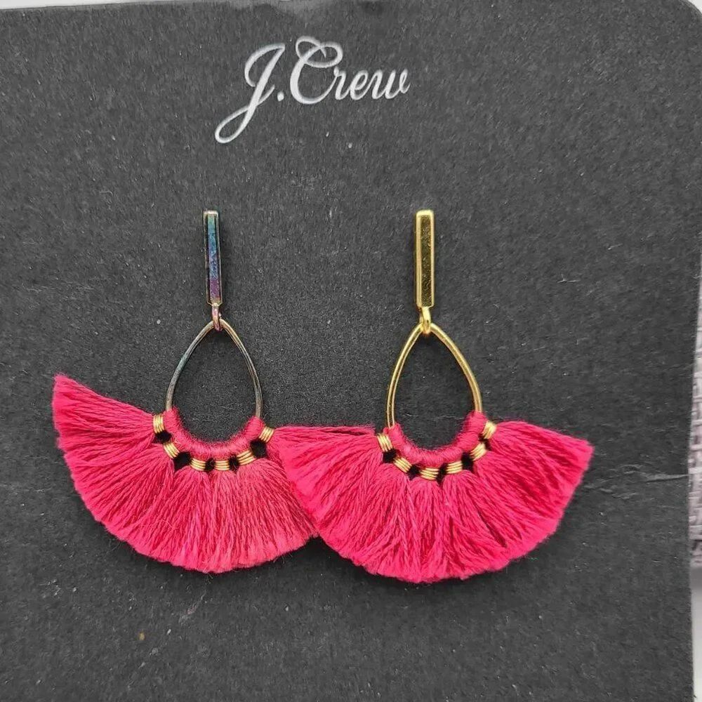 J Crew Red Fan Tassel Earrings NWT!  NEW!